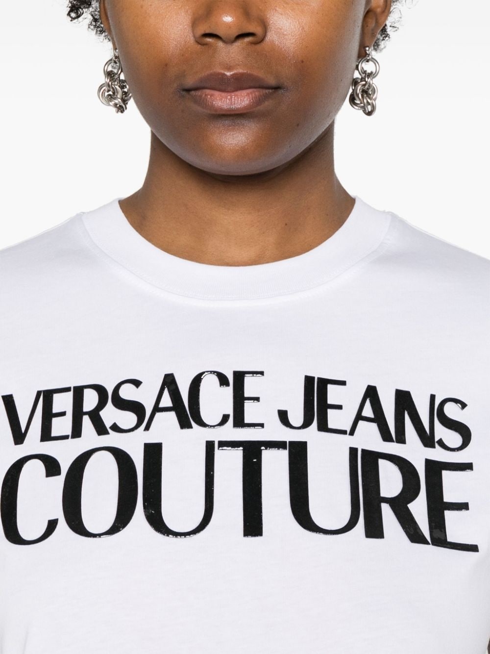 logo-tape cotton T-shirt - 5