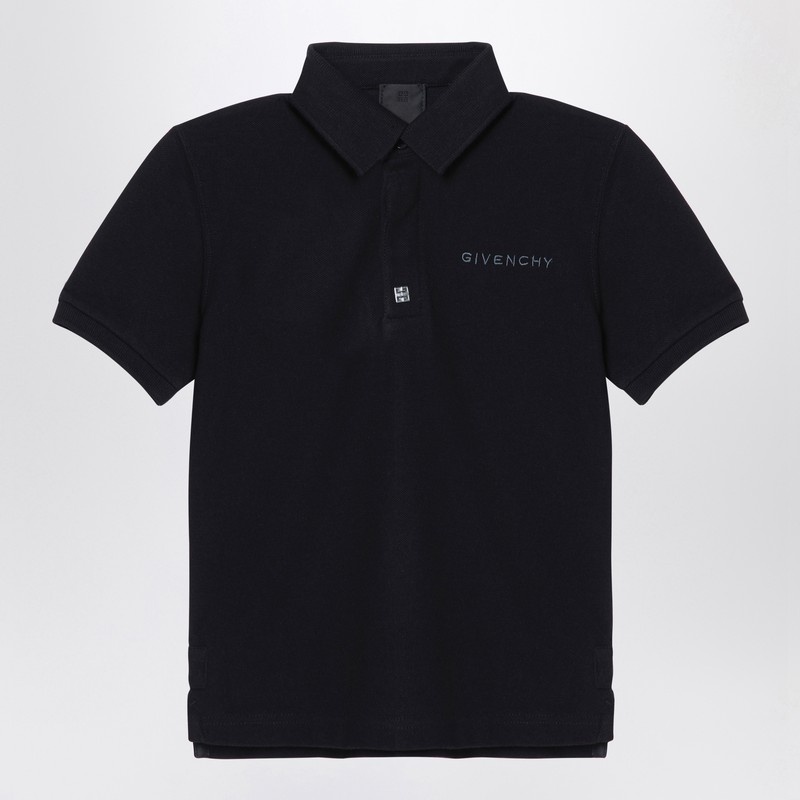 Black cotton polo shirt with logo - 1