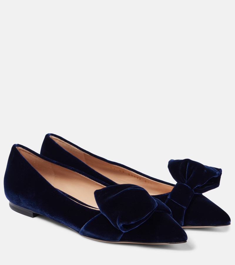 Bow-detail velvet ballet flats - 1