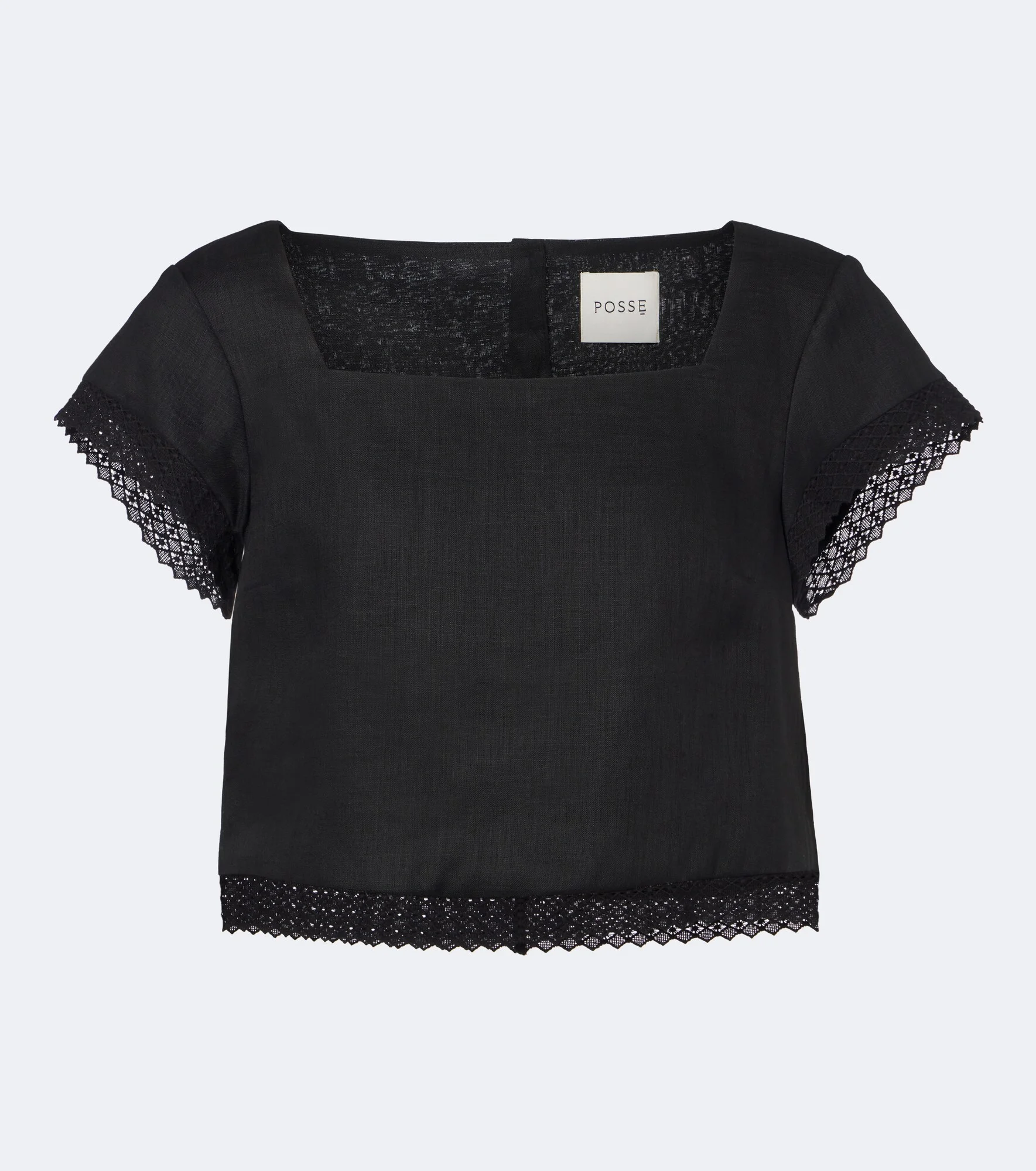 Alfie cropped embroidered linen top - 1