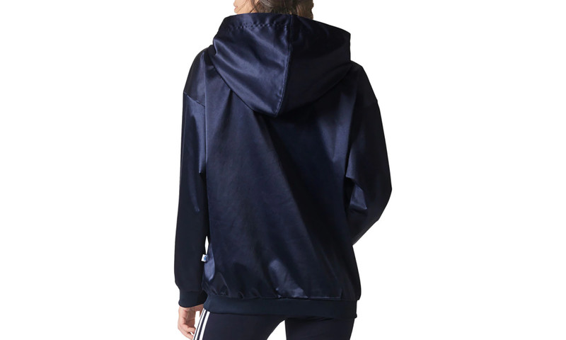 adidas Trefoil Satin Pullover Hoodie "Legend Ink / White" outlook