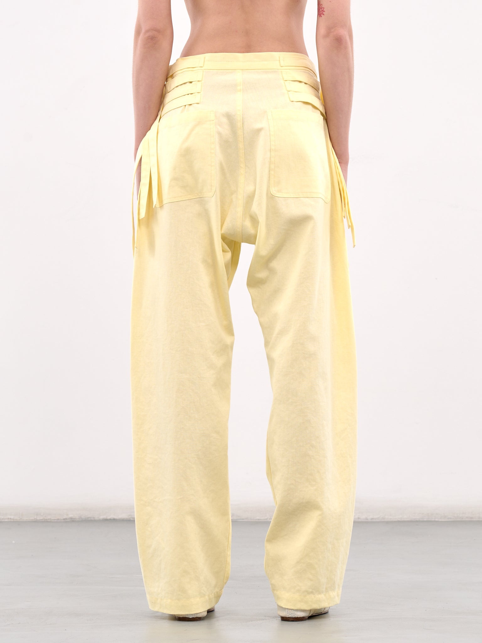 Yellow Belted Cotton-Linen Jeans - 3