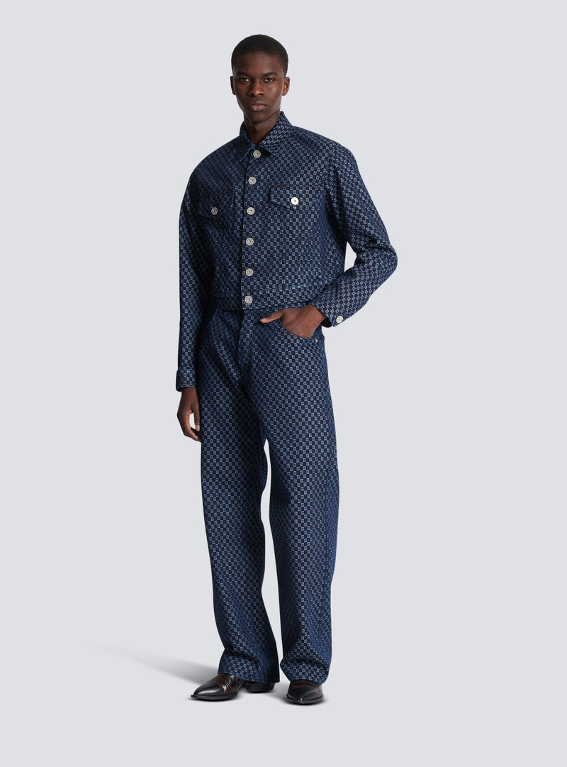 Balmain Mini monogram jacquard denim jacket outlook