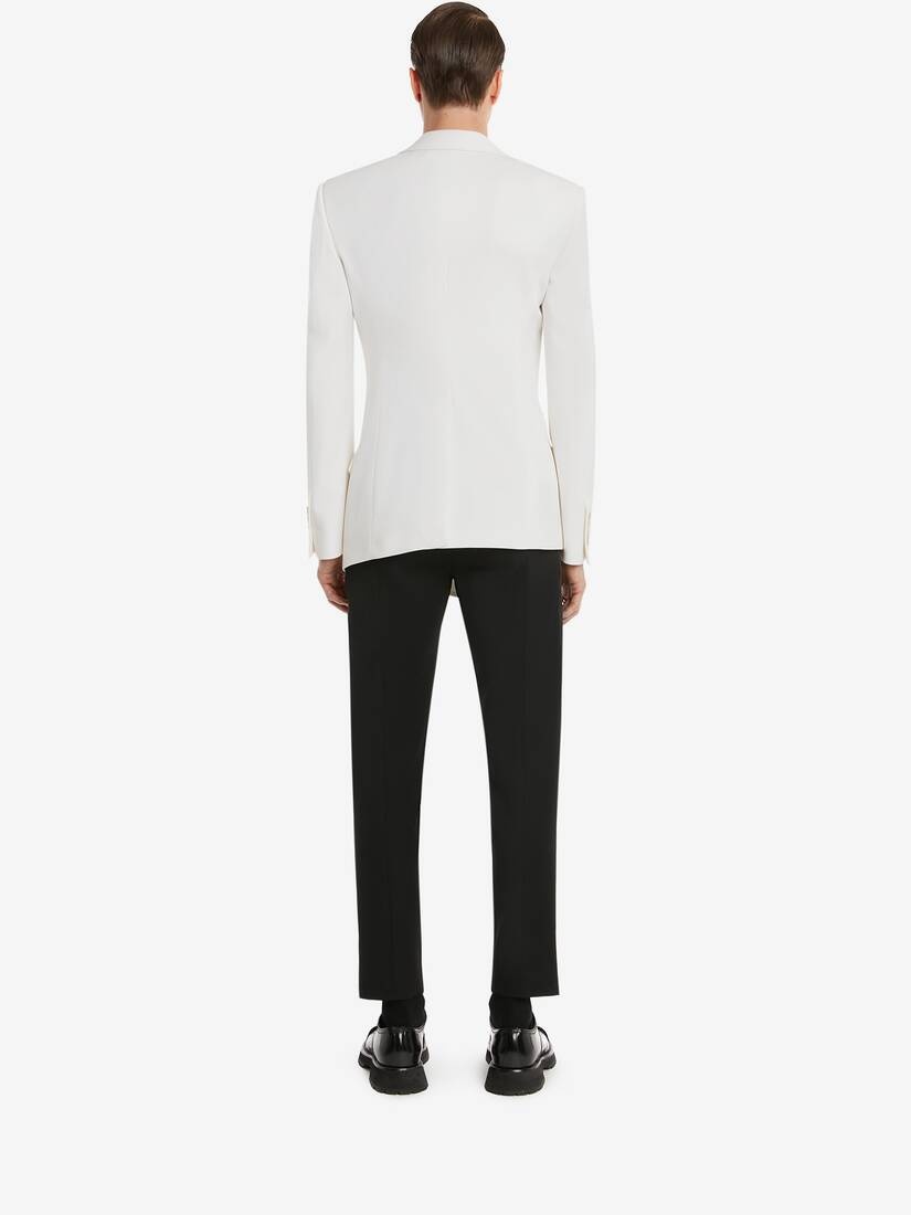 Men's Asymmetric Double-breasted Jacket in Ivory - 4