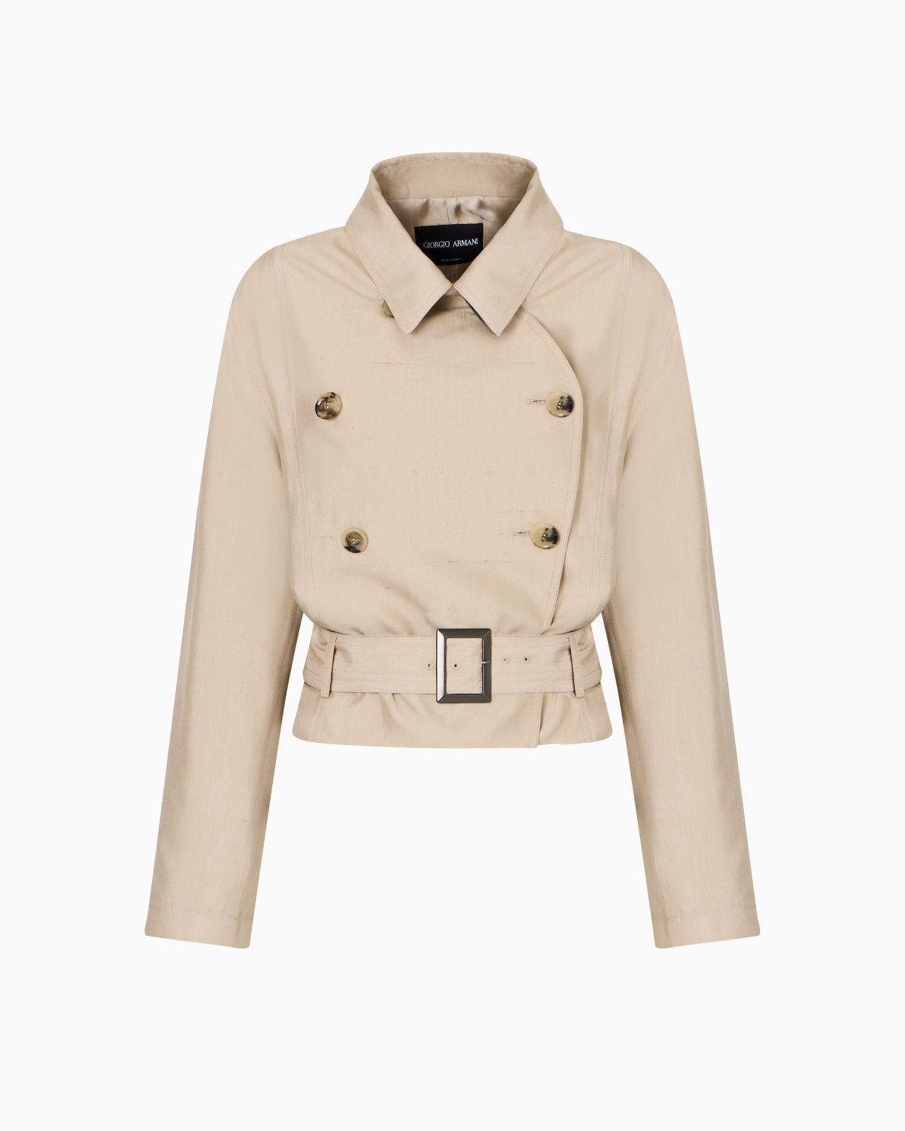 SHORT, DOUBLE-BREASTED JACKET IN WASHED SHANTUNG SILK - 1