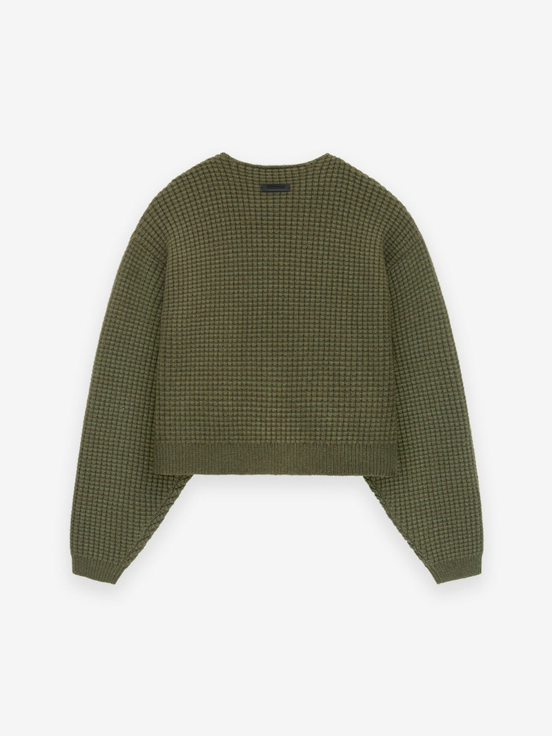 ESSENTIALS Womens Heavy Waffle Cropped Crewneck outlook