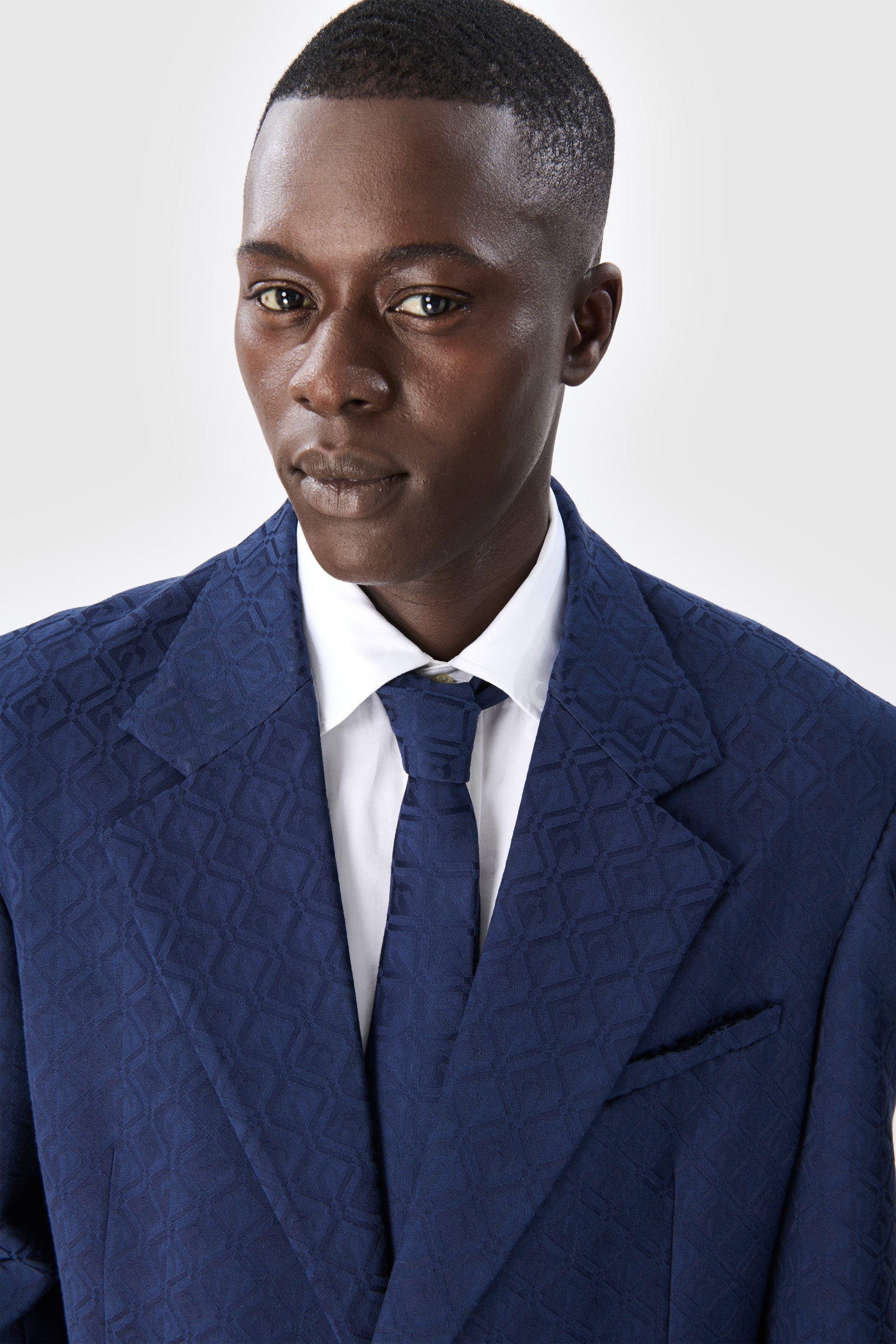 Moon Diamond Jacquard Tailoring Boxy Suit Jacket - 4