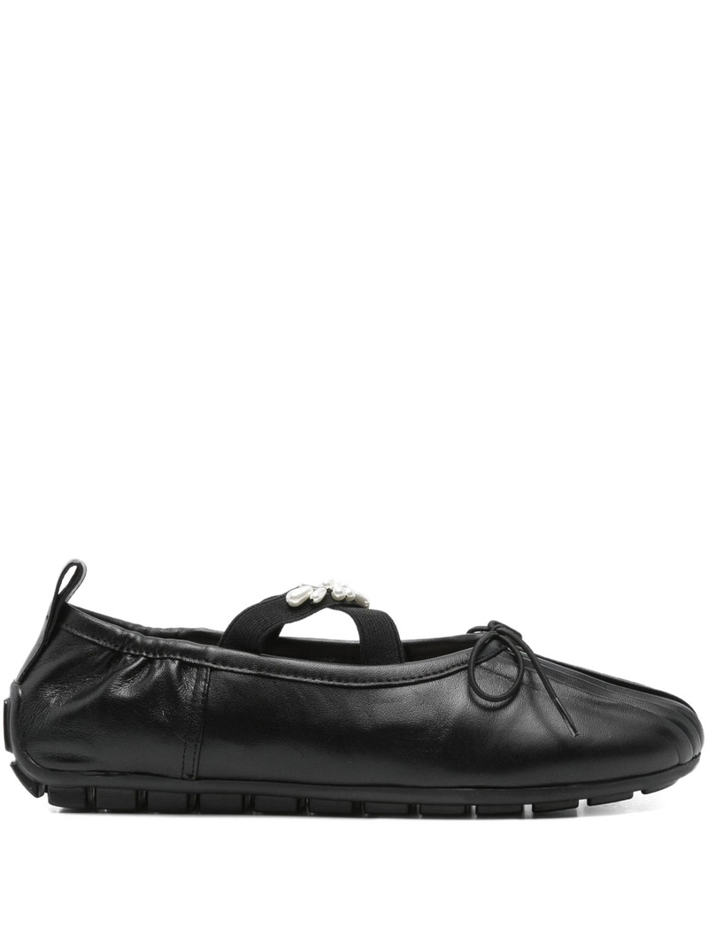 Simone Rocha Jewel-embellished Leather Ballet Flats 1