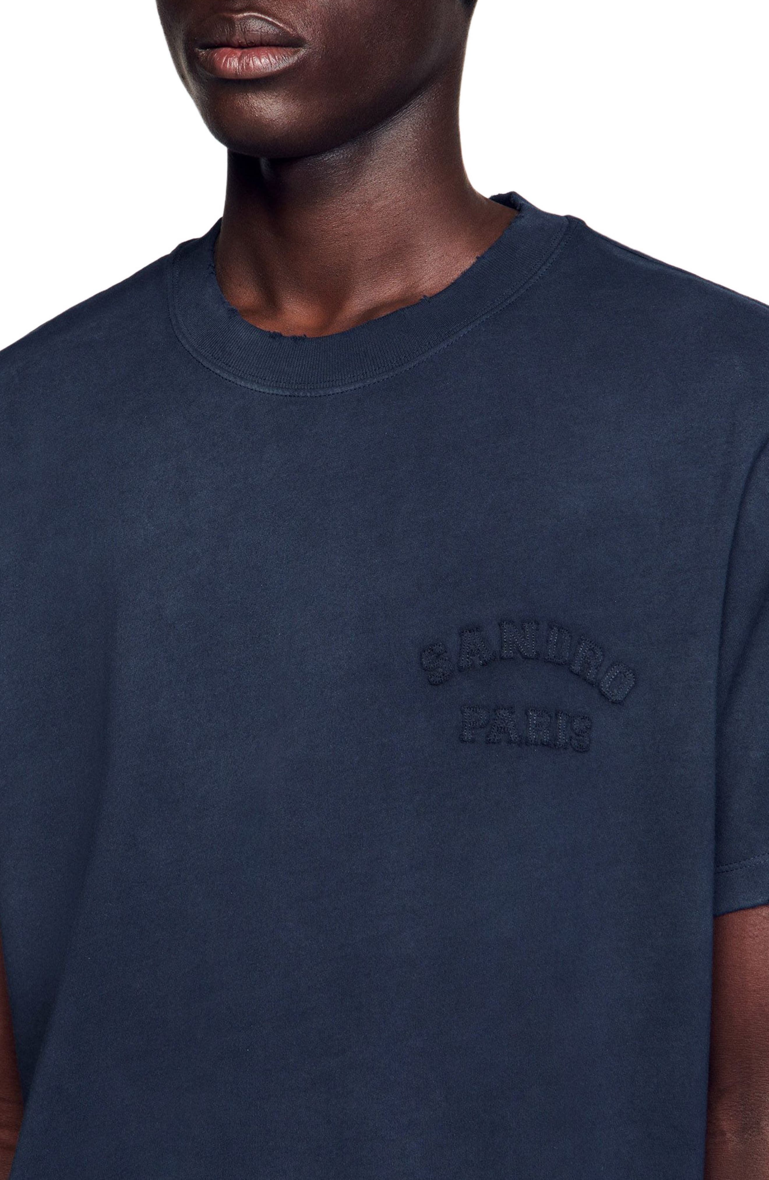 SANDRO Worn-effect T-shirt in Navy Blue at Nordstrom - 4