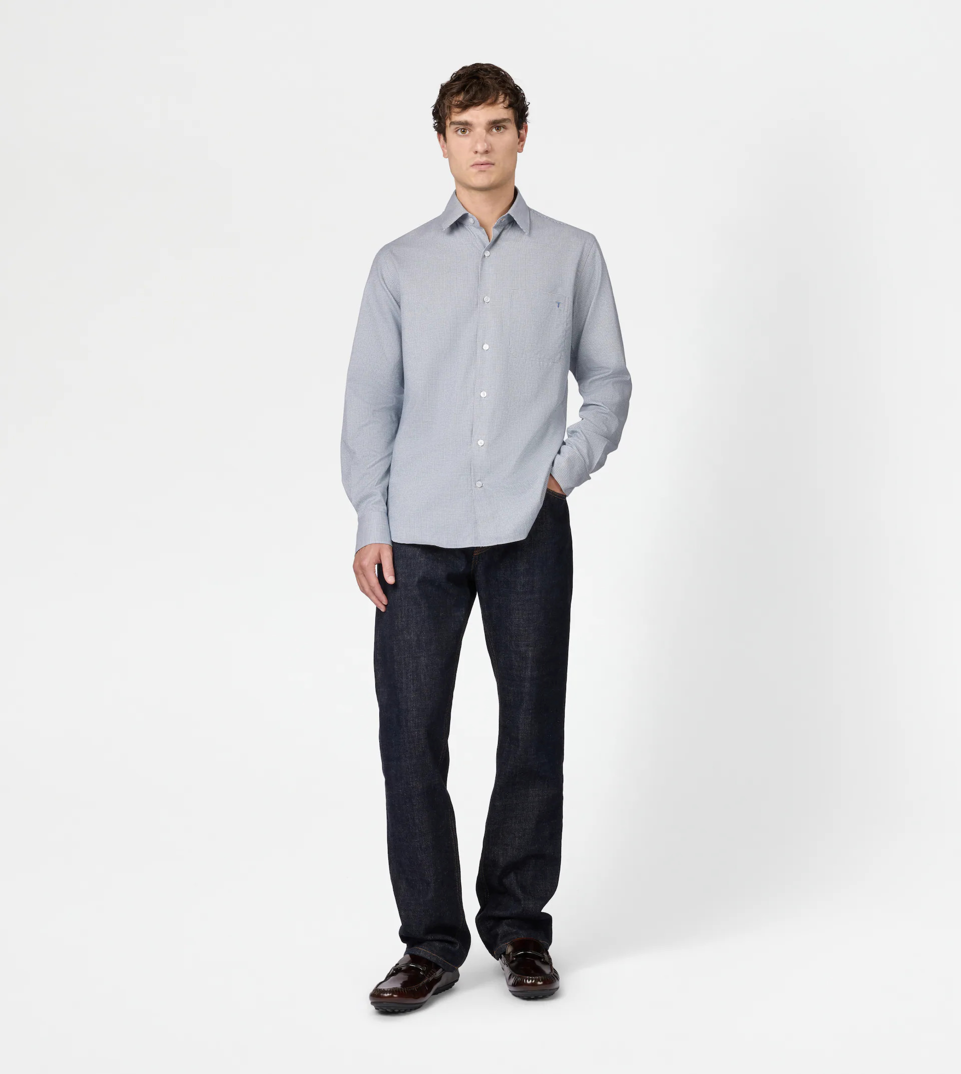 SHIRT IN COTTON - BLUE, WHITE - 2