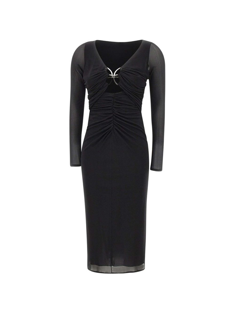 butterfly-clasp ruched midi dress 1