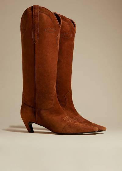 KHAITE The Dallas Knee High Boot in Caramel Suede outlook
