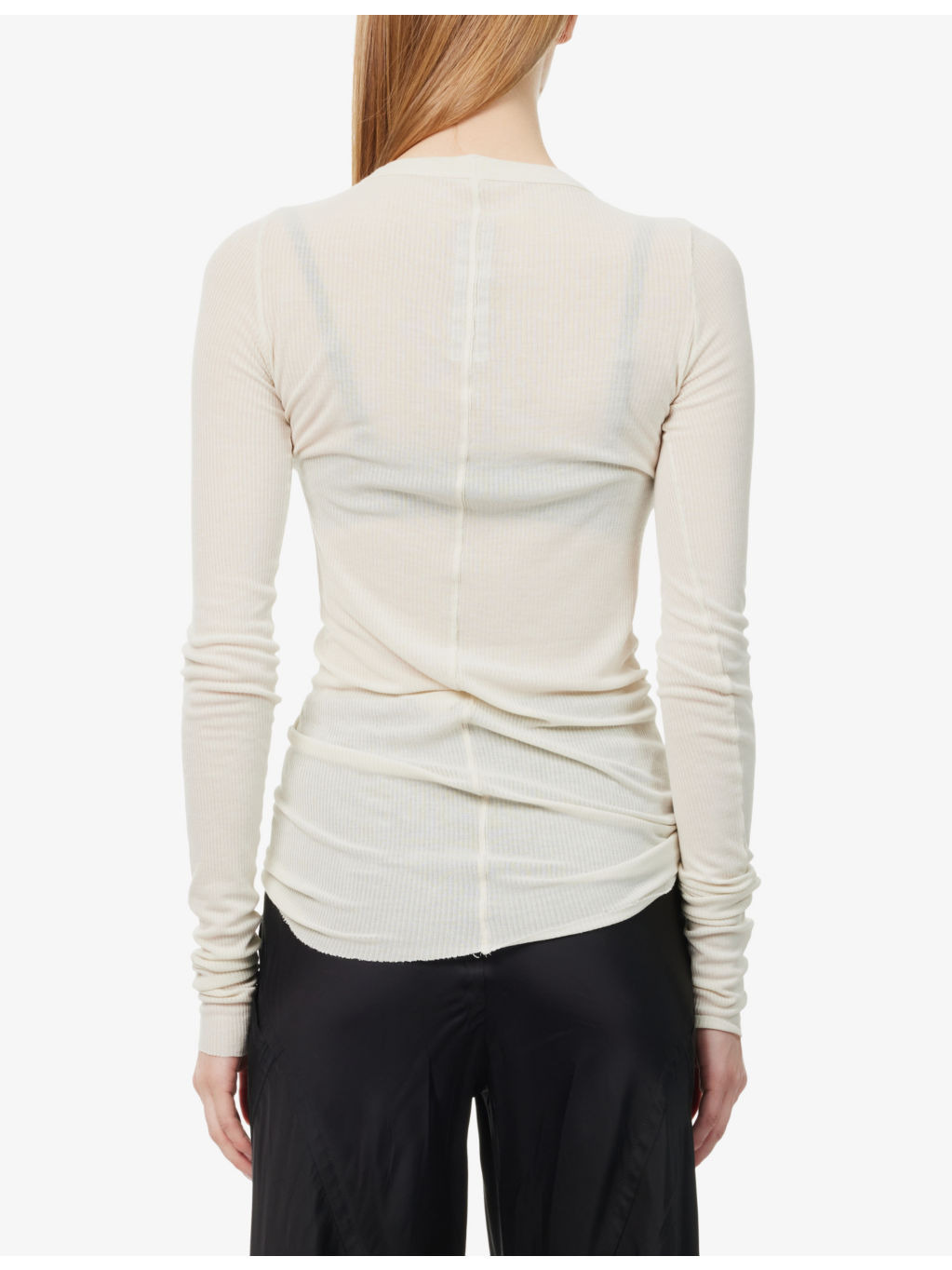 Basic Sheer Ribbed Long-Sleeve Jersey T-Shirt - 4