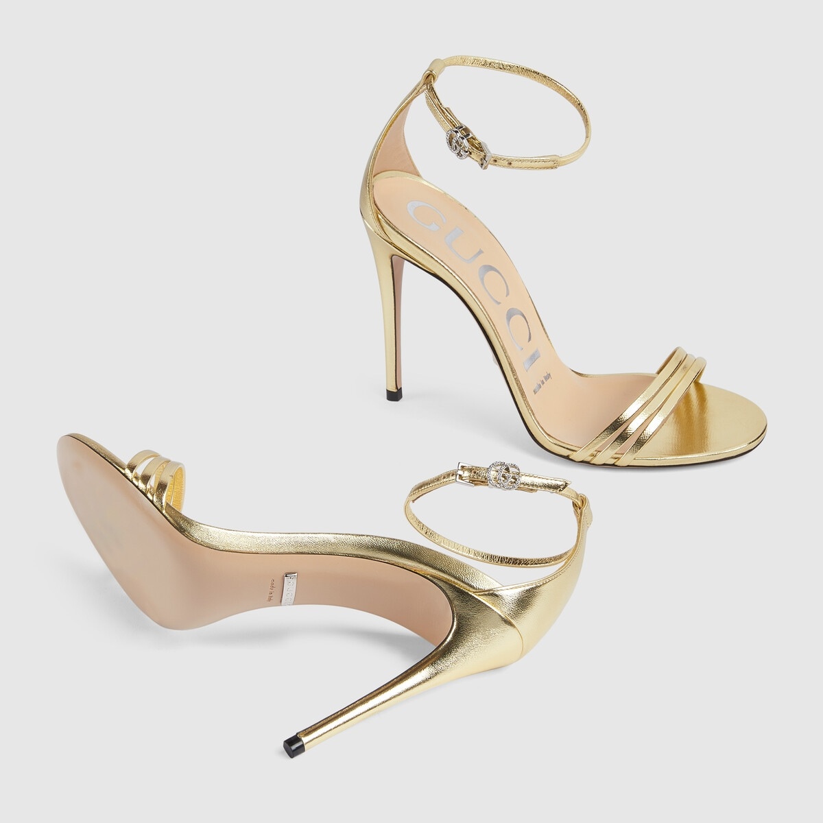 Women's heeled metallic sandal - 5