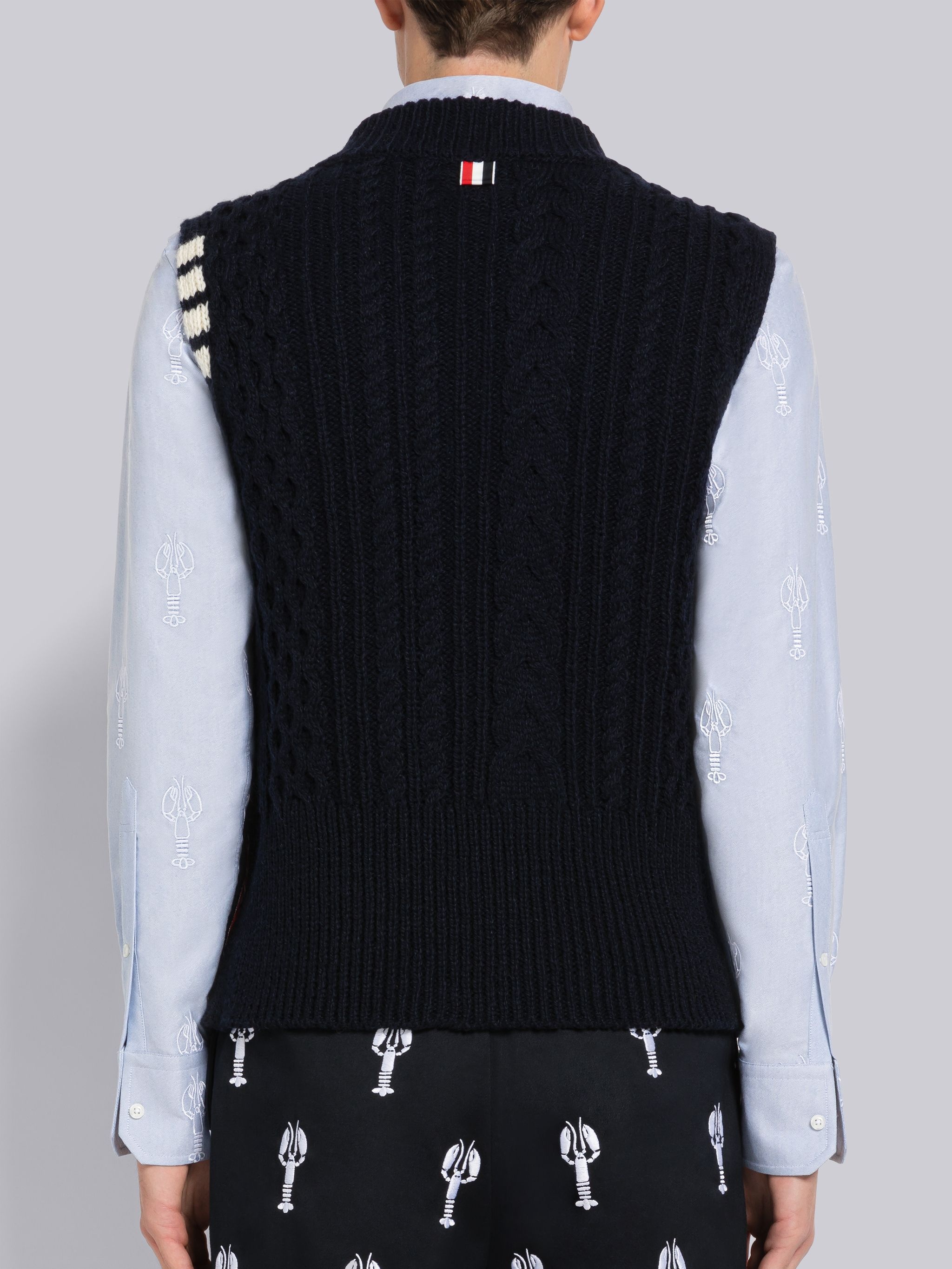 Donegal Cable 4-Bar V-Neck Vest - 3