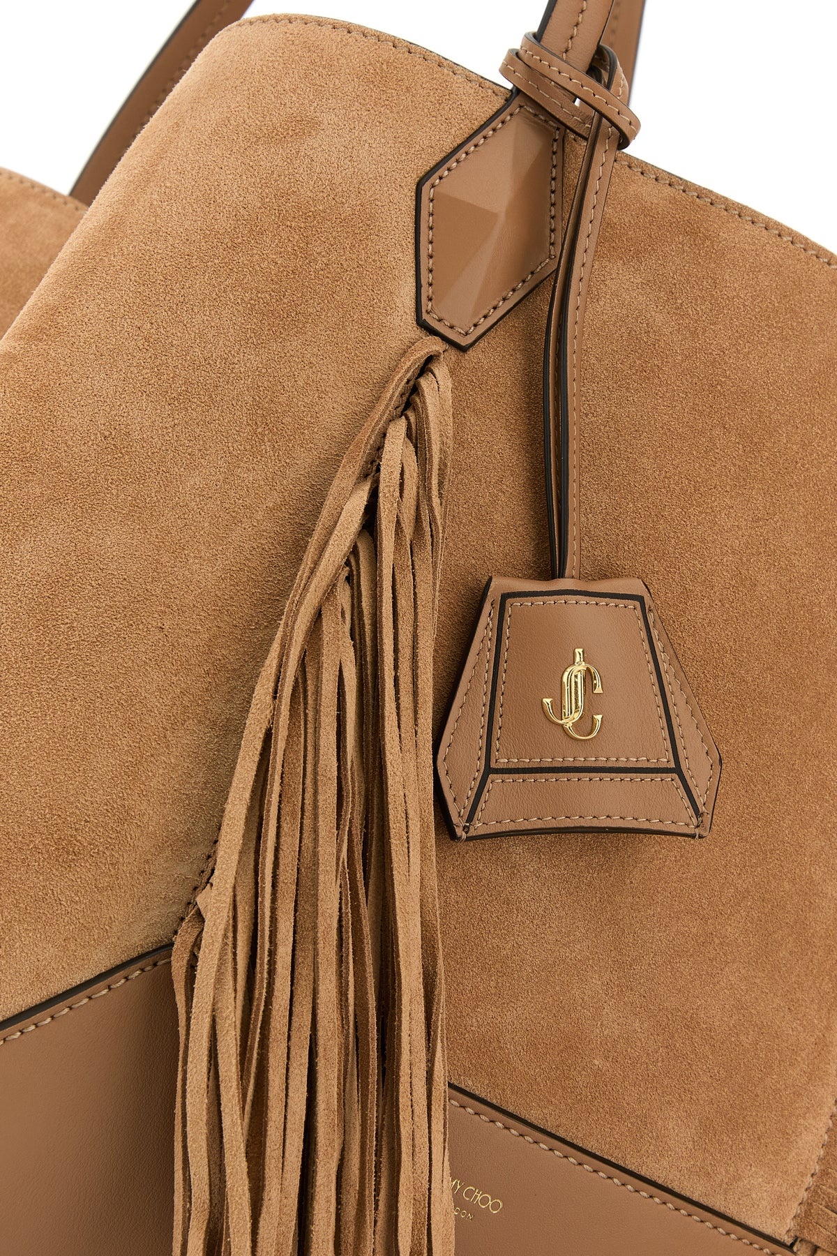 Camel suede Diamond shopping bag - 4