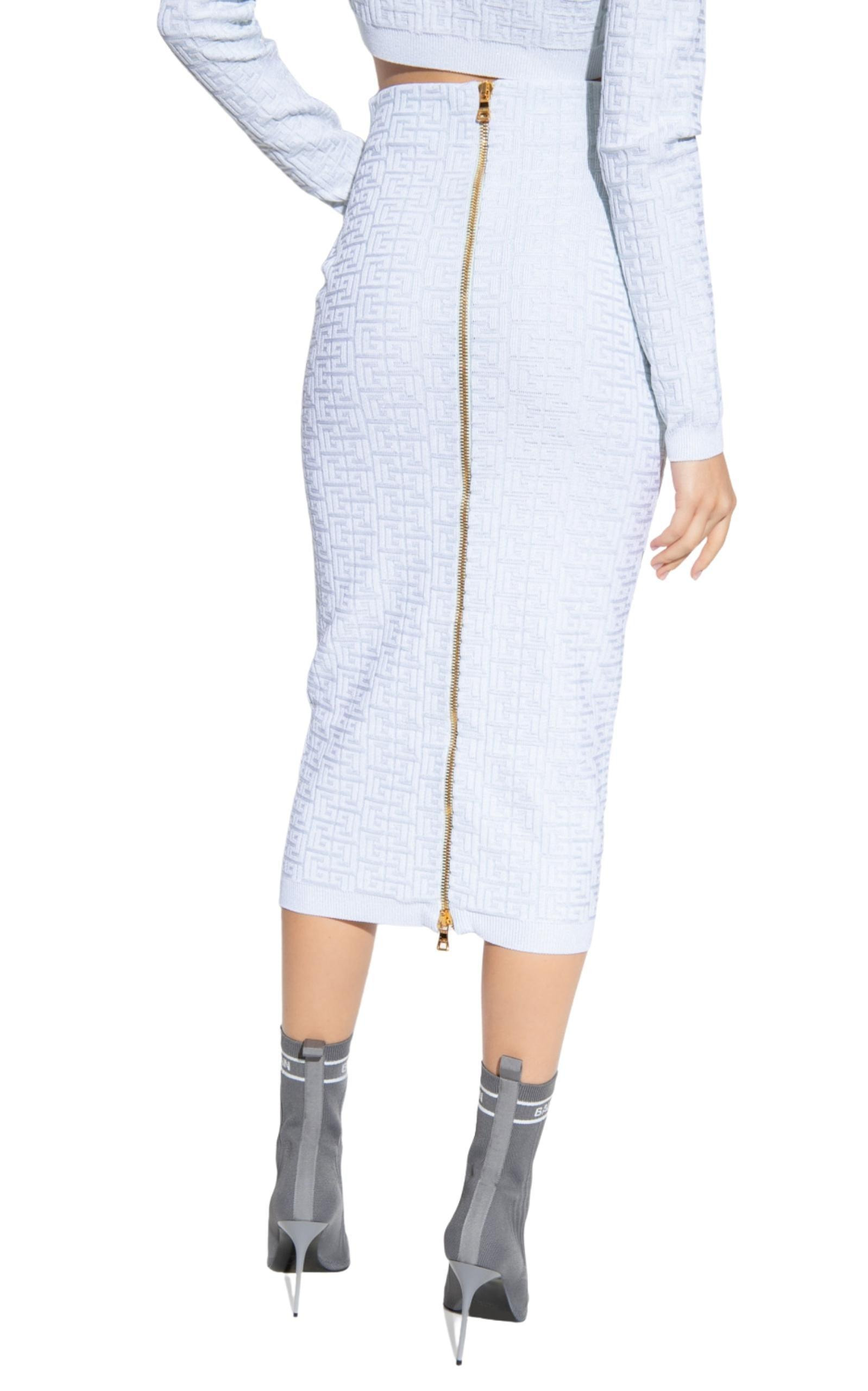 Embossed Monogram Midi Skirt - 4