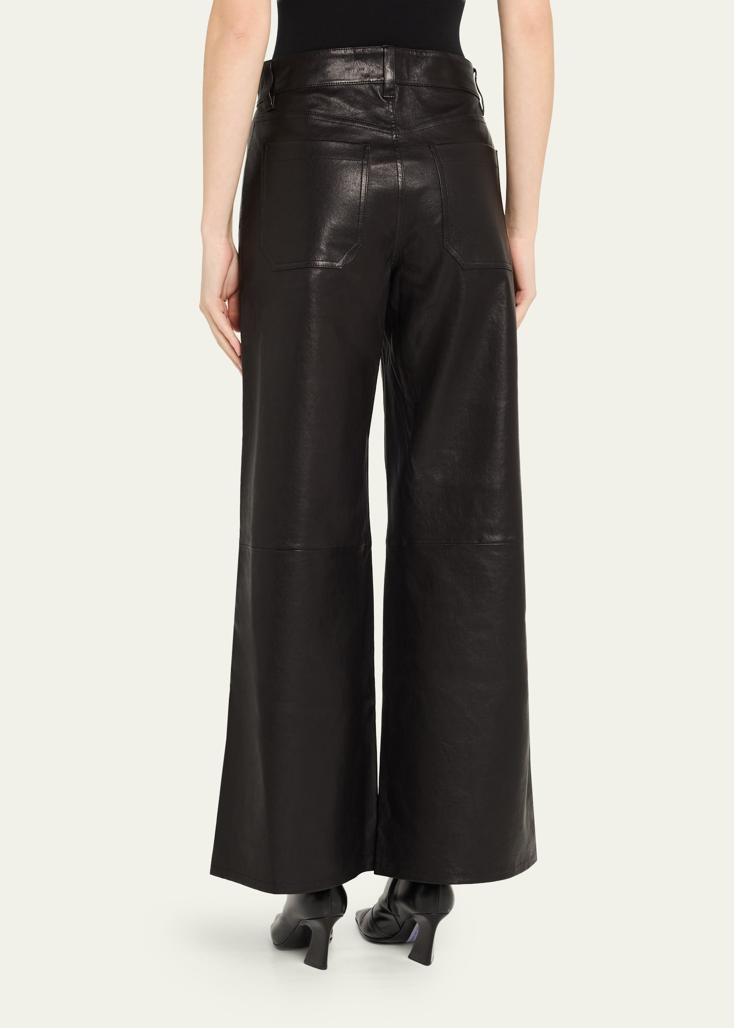Le Slim Palazzo Modernist Pocket Leather Jeans - 3