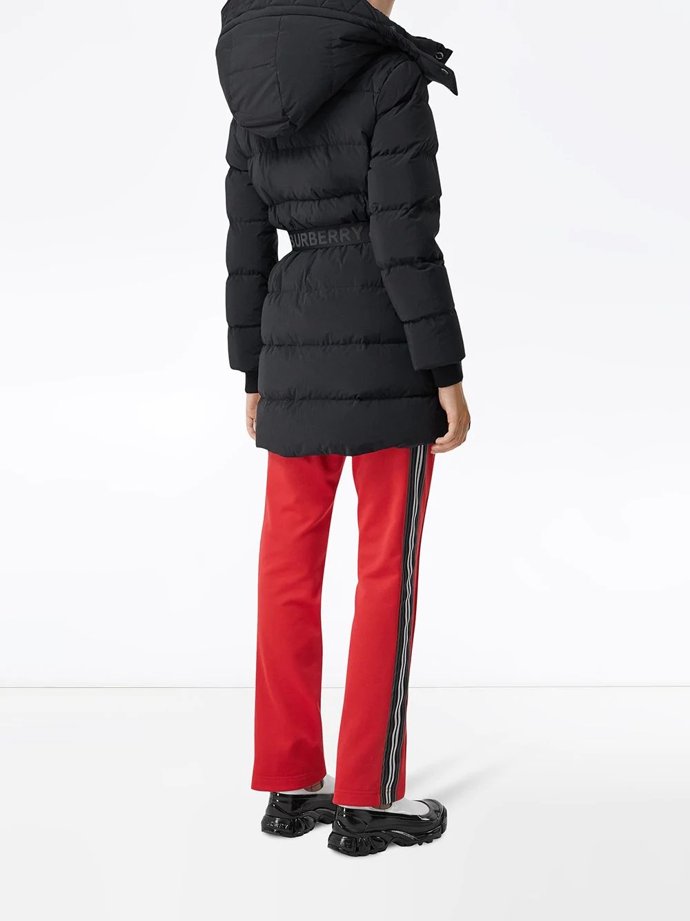 logo belted puffer jacket - 4