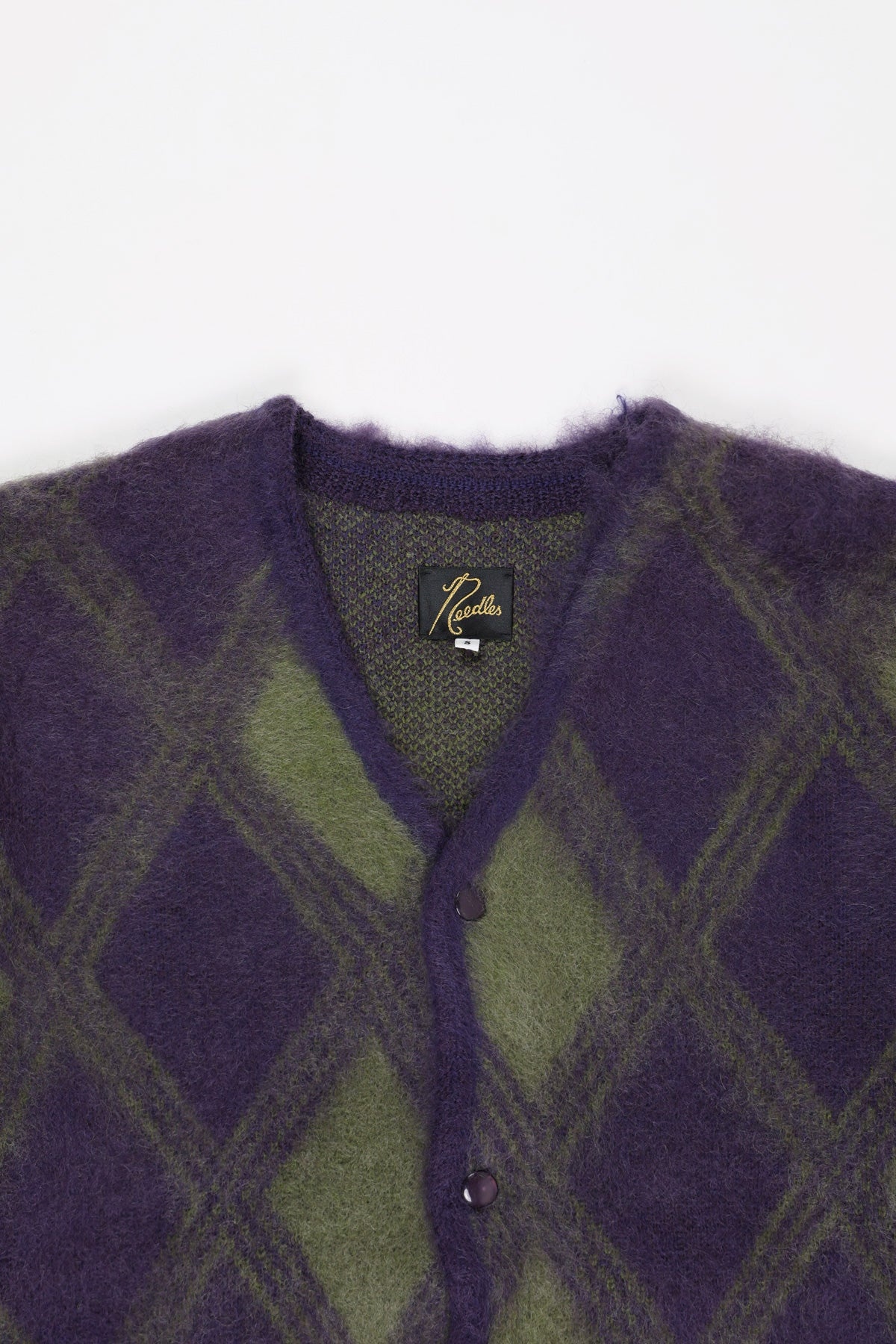 NEEDLES Argyle Mohair Cardigan - Purple | canoeclub | REVERSIBLE