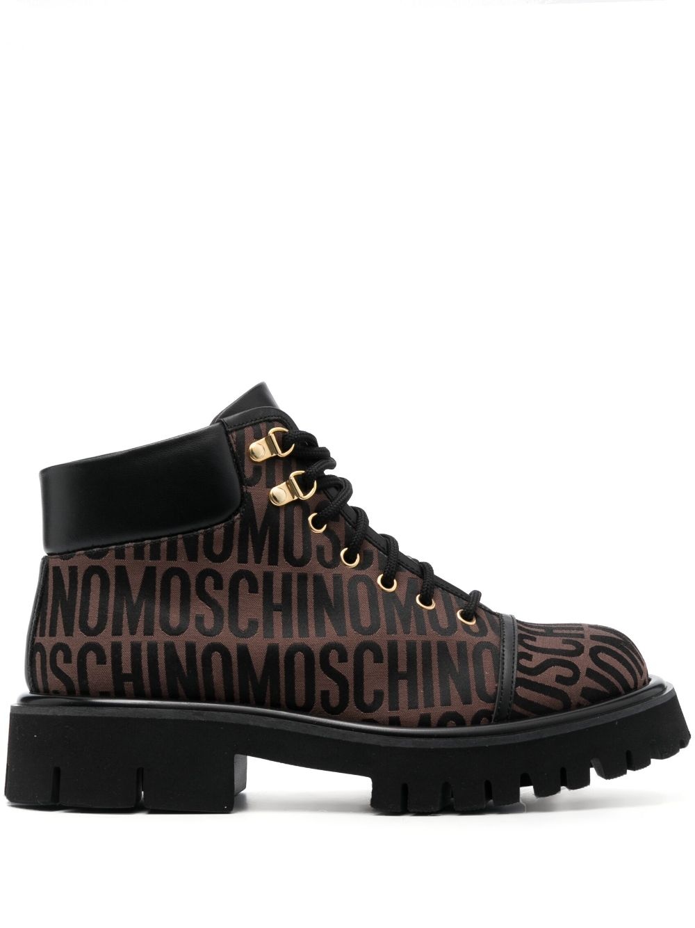 jacquard logo ridged-sole boots - 1