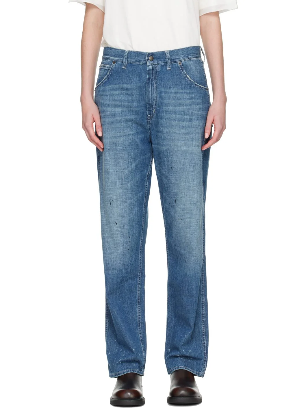 Blue Treated Denim Jeans - 1