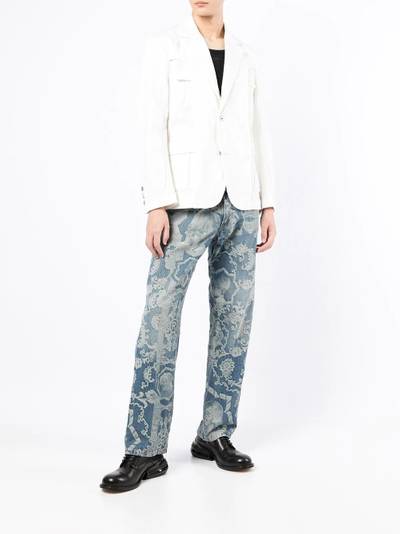 FENG CHEN WANG deconstructed cotton denim blazer outlook