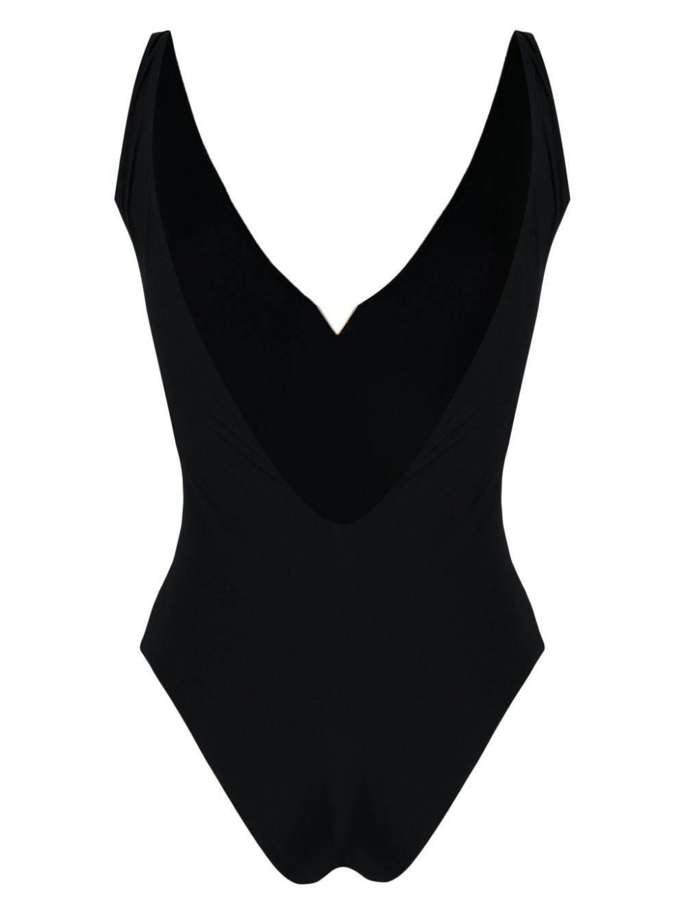 logo-plaque V-neck swimsuit - 2