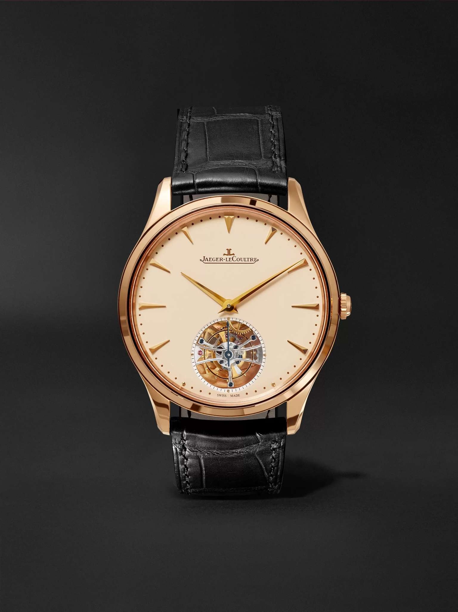 Master Ultra Thin Tourbillon 40mm 18-Karat Rose Gold and Alligator Watch - 1