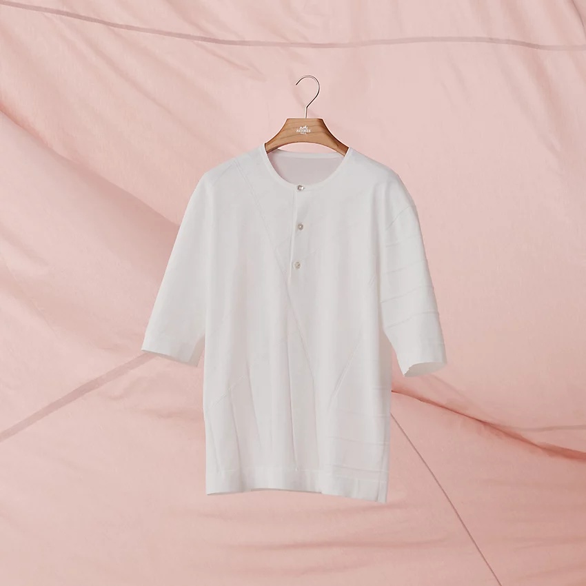 "Pique voilier" henley collar boxy fit t-shirt - 4