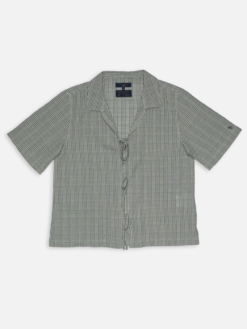 Moa Tie Check Indigo Blouse Blue 1