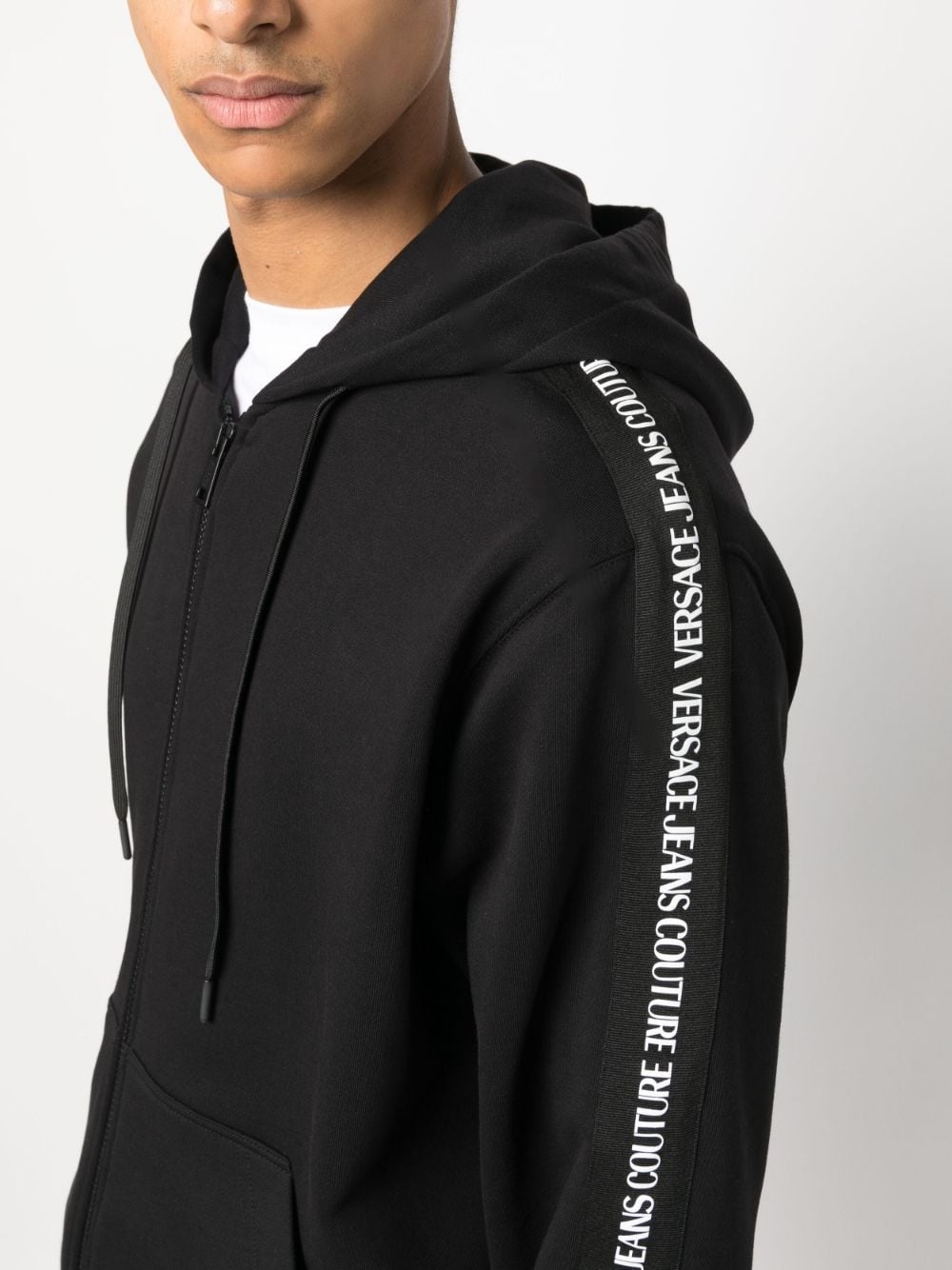 logo-tape hooded jacket - 5