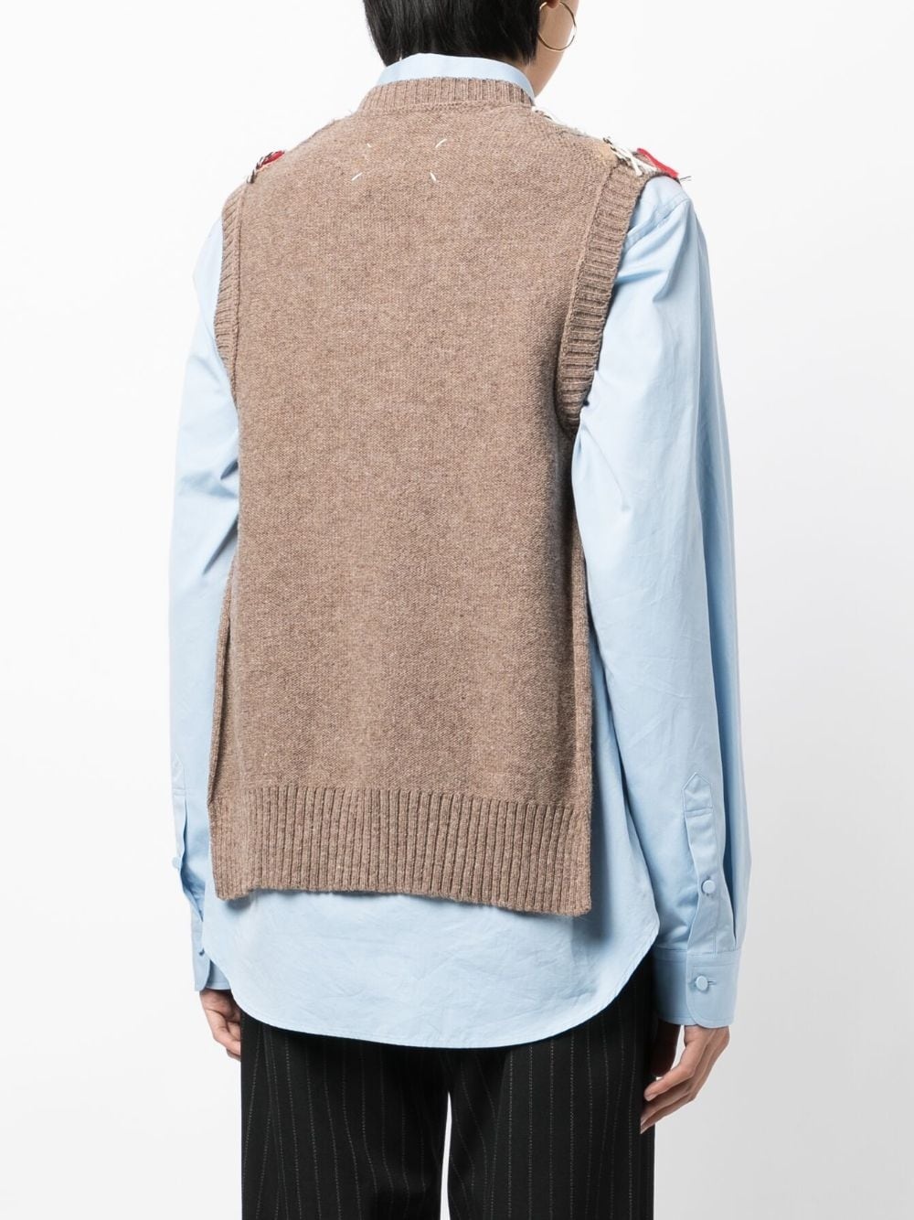 frayed-detailing sleeveless knitted jumper - 4