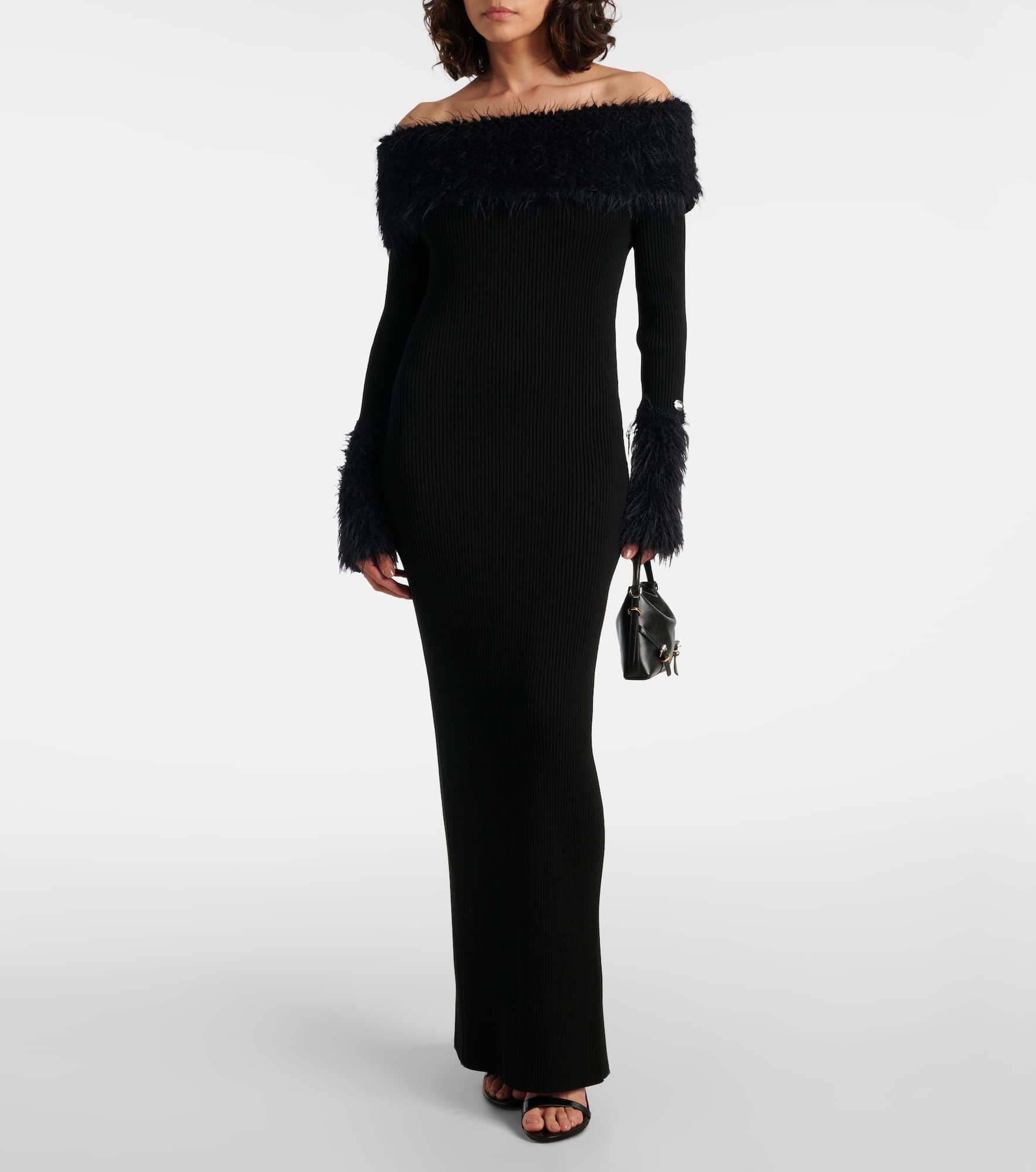 Ribbed-knit faux fur-trimmed maxi dress - 2