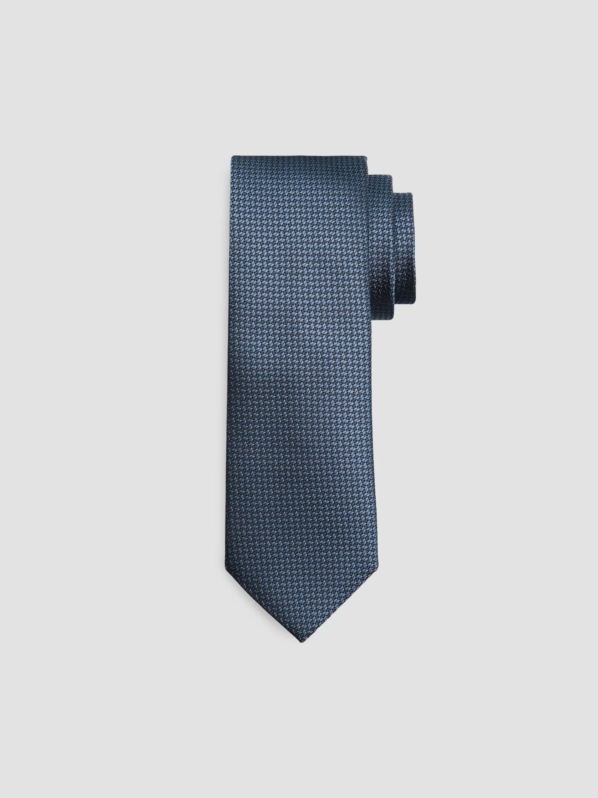 Men's Geometric Tonal Silk Neat Tie - Blue - 1
