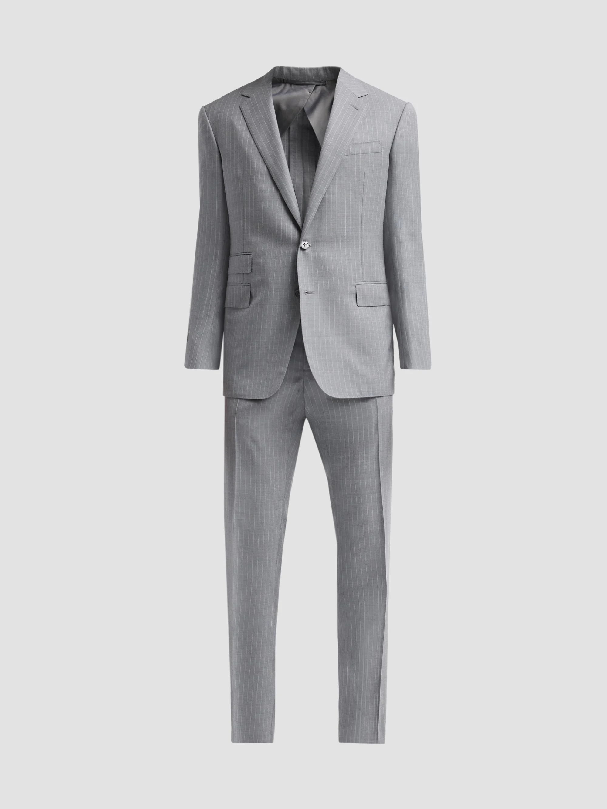 Men's Pinstriped Cotton-Blend Suit - Grey Cream - 1