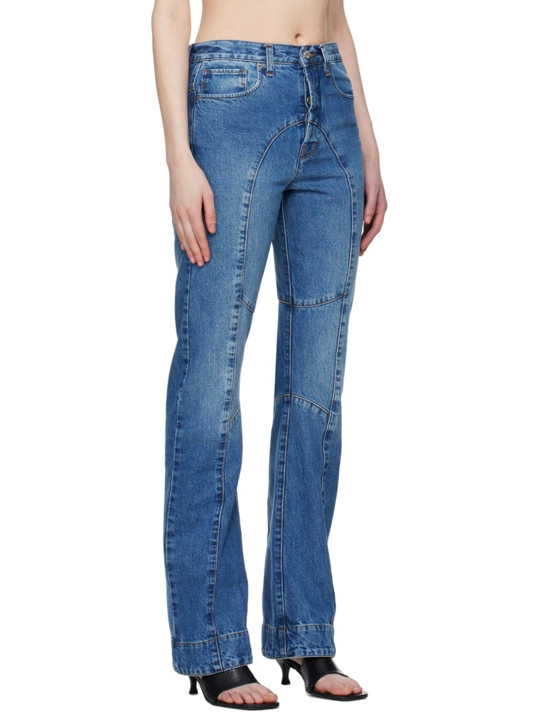 Blue Paneled Jeans - 2