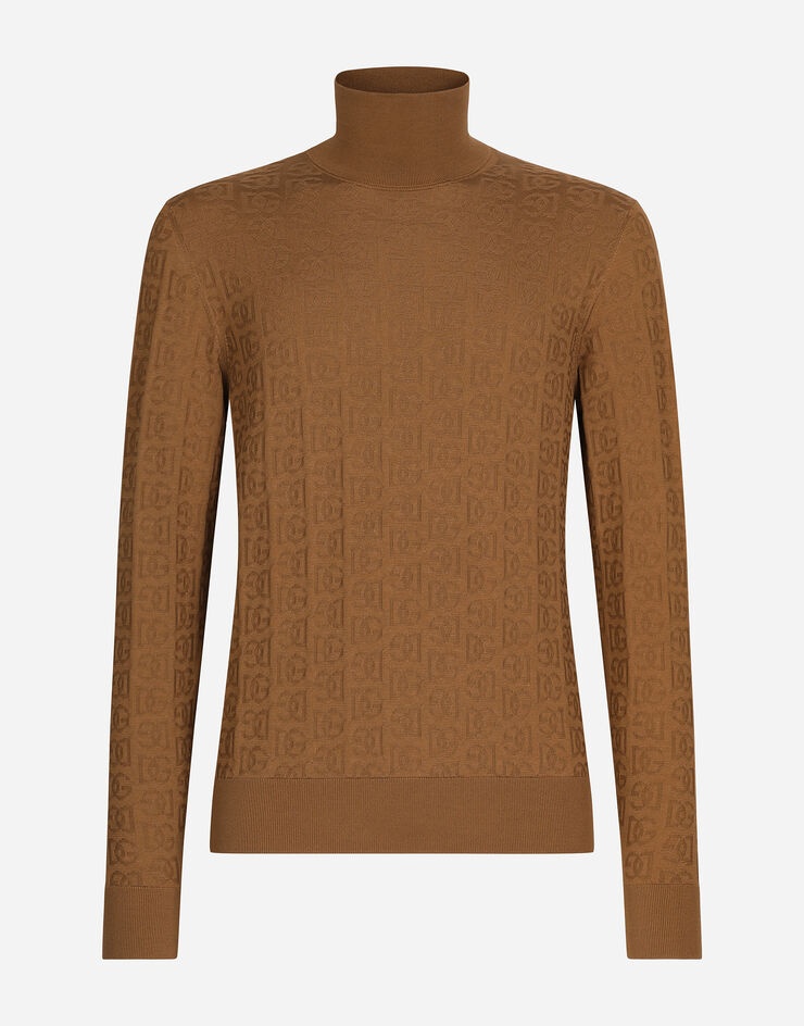 Silk jacquard turtleneck sweater with DG logo - 1