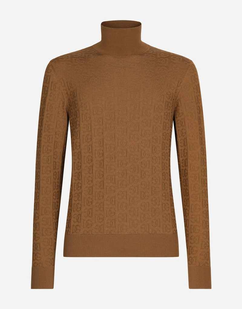Silk jacquard turtleneck sweater with DG logo 1