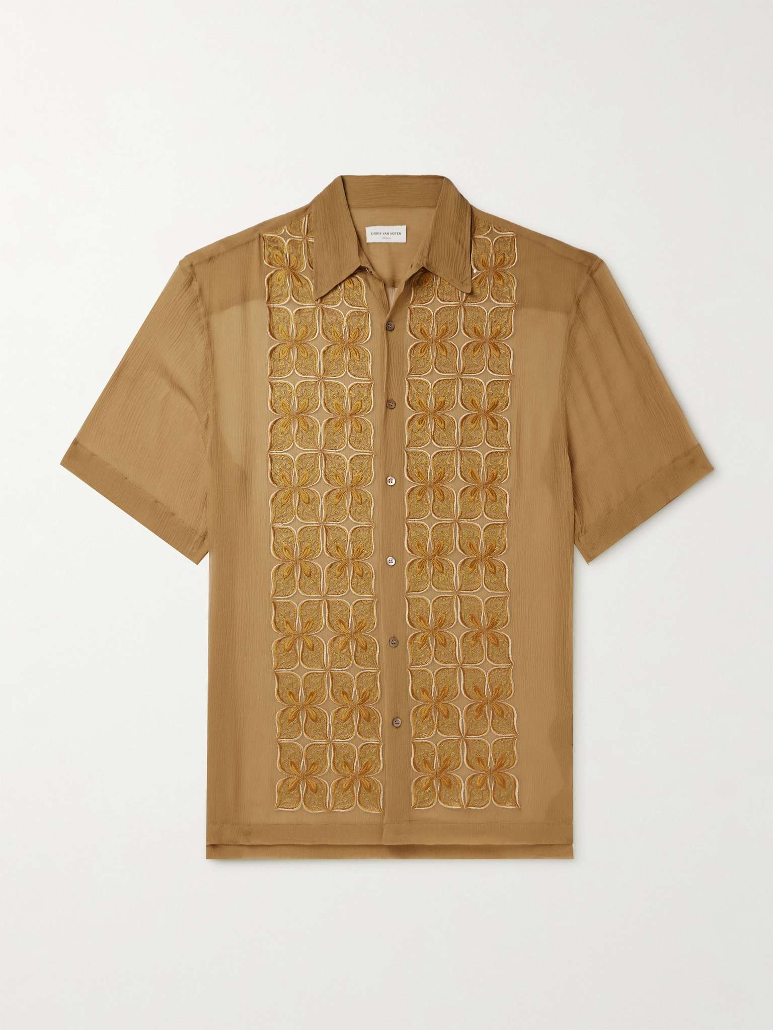 Embroidered Silk-Crepon Shirt - 1
