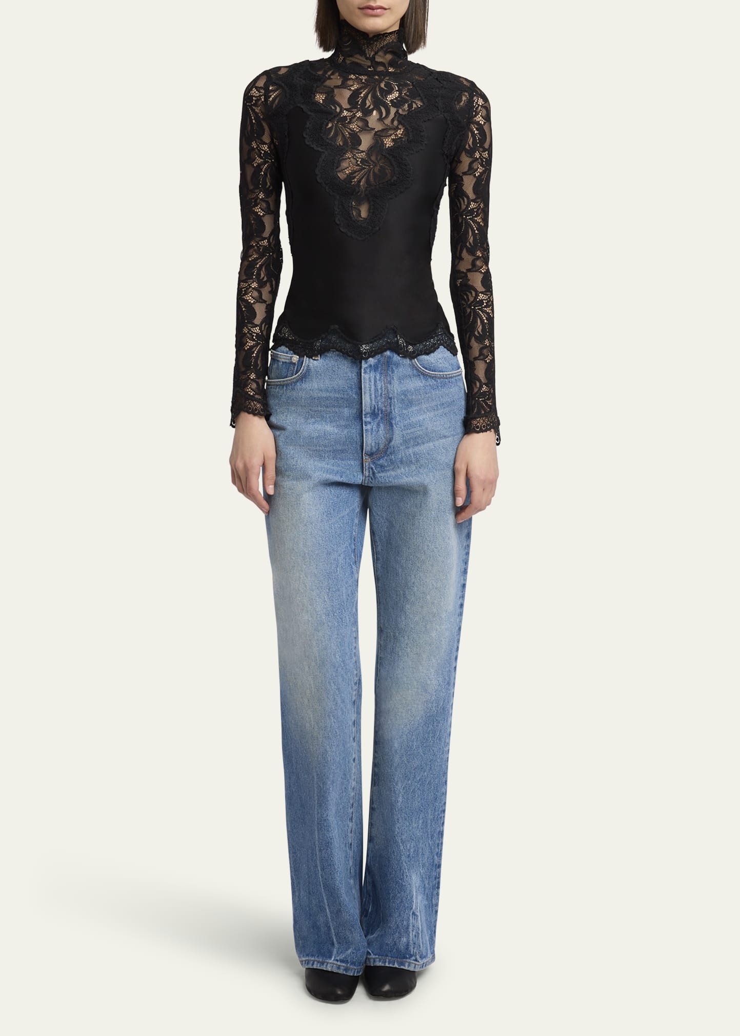 High-Neck Lace Blouse - 2