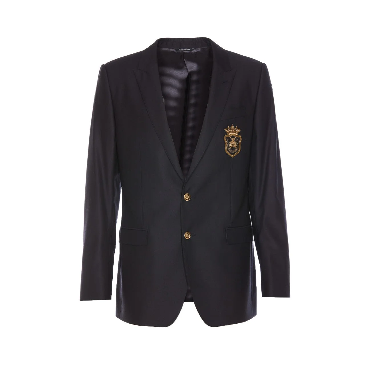 Dolce&Gabbana Men Wool And Silk Monobreasted Jacket With Patch - 1