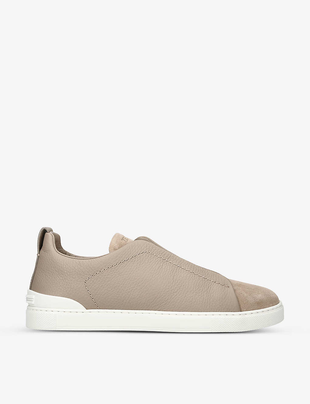 Triple Stitch panelled grained-leather and suede low-top trainers - 1