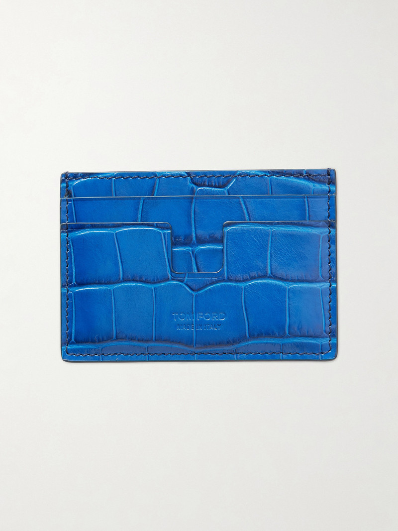 Croc-Effect Leather Card Holder 1