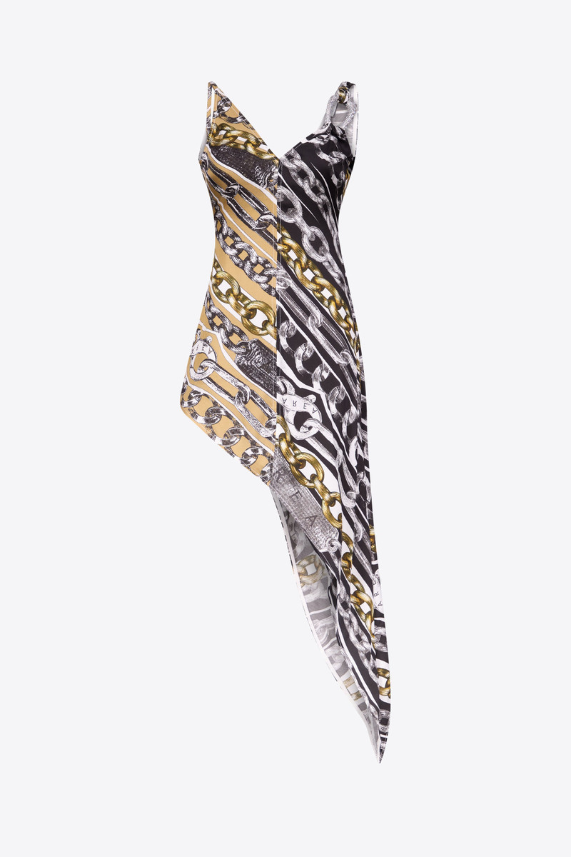 CHAIN PRINTED CRYSTAL LINK SLIP DRESS - 1