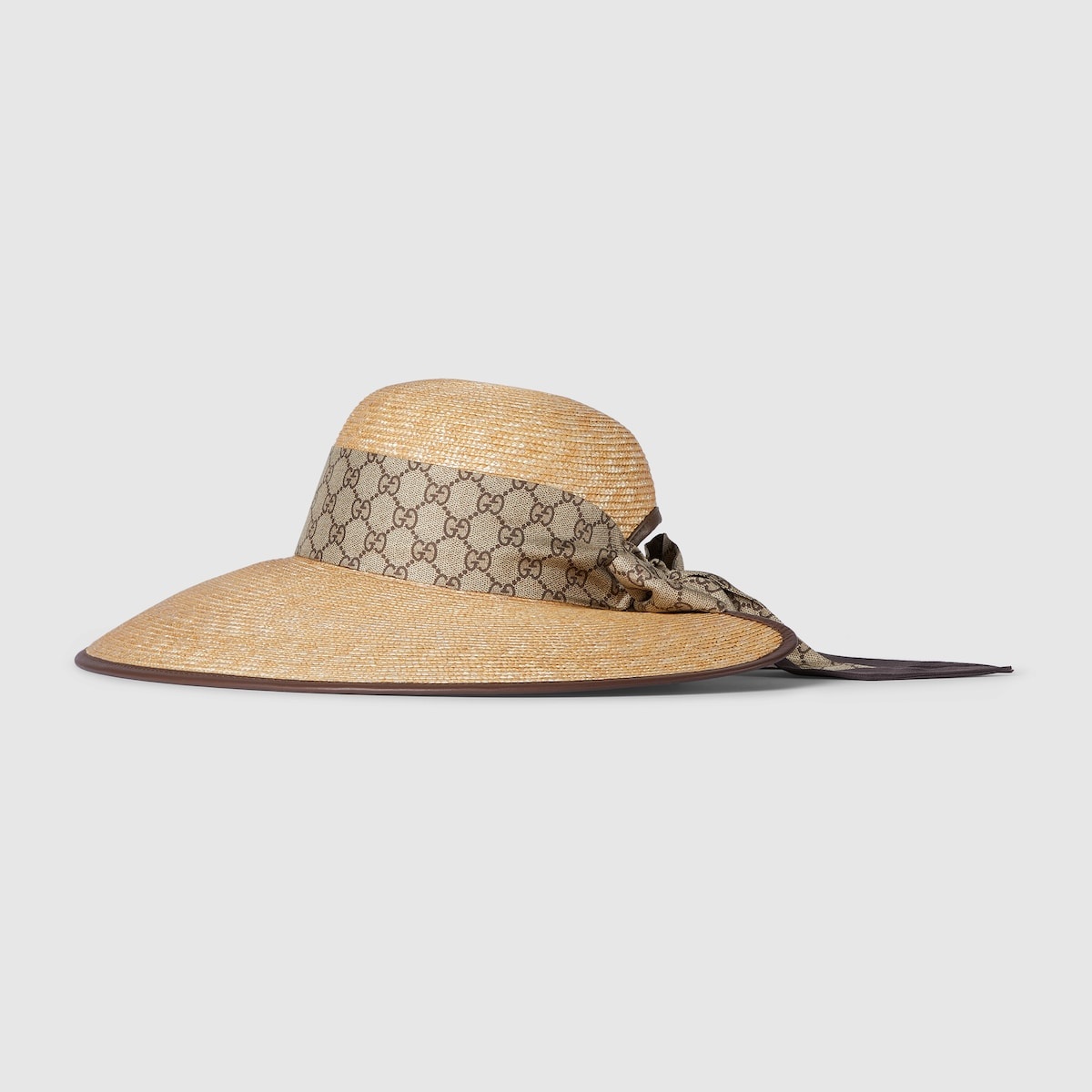Straw wide brim hat with GG bow - 2