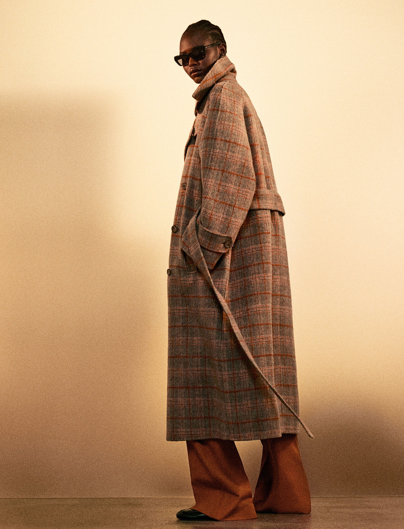 Double Face Plaid Chatsworth Coat - 7