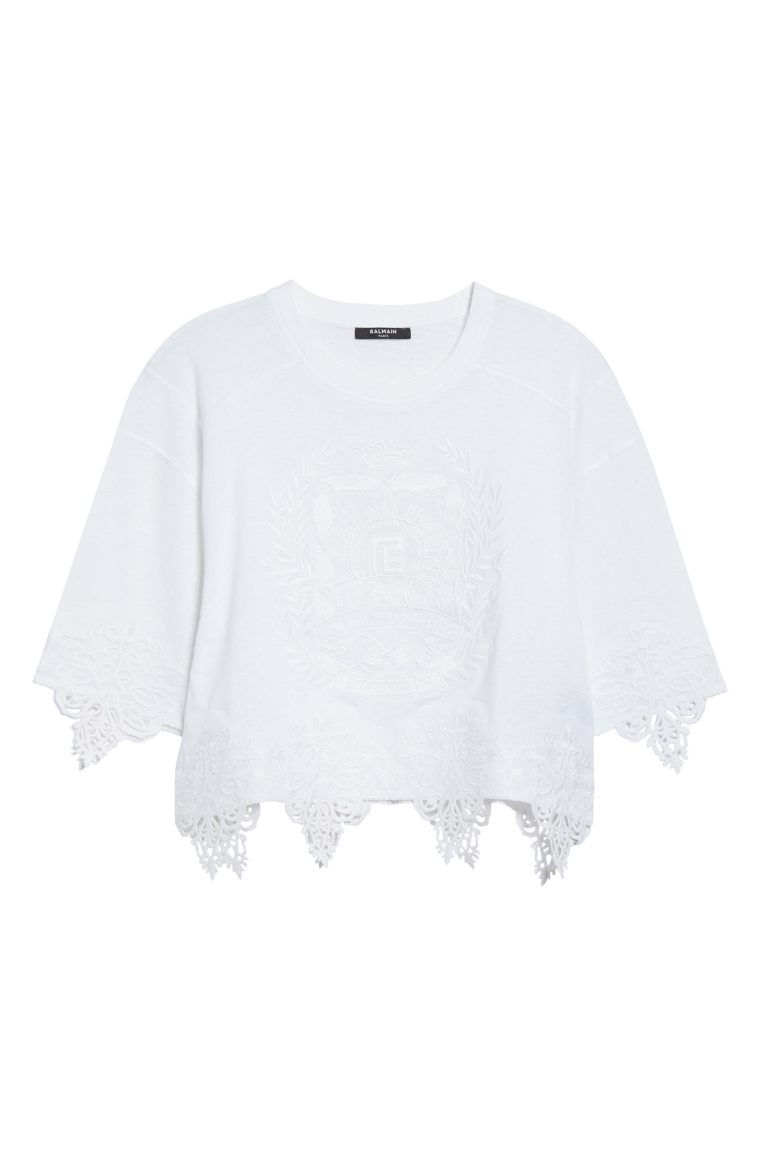 Balmain Emblem Baseball T-Shirt in 0Fa White at Nordstrom - 6
