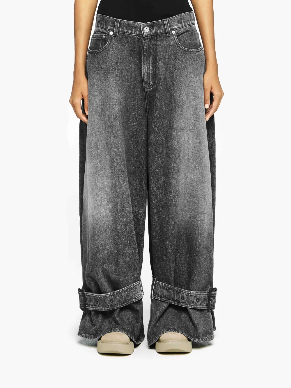 BUCKLED CUFF DENIM JEANS - 2