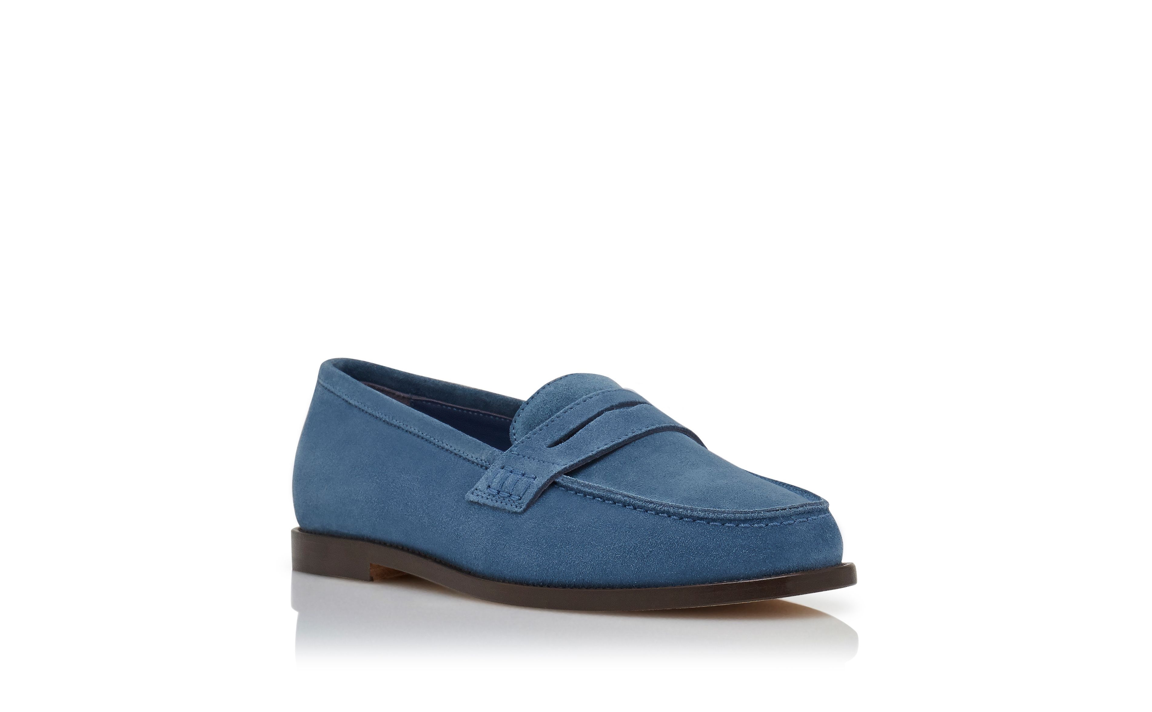 Bright Blue Suede Penny Loafers - 3